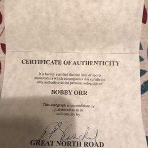 Authentic autographed Bobby Orr jersey wCOA